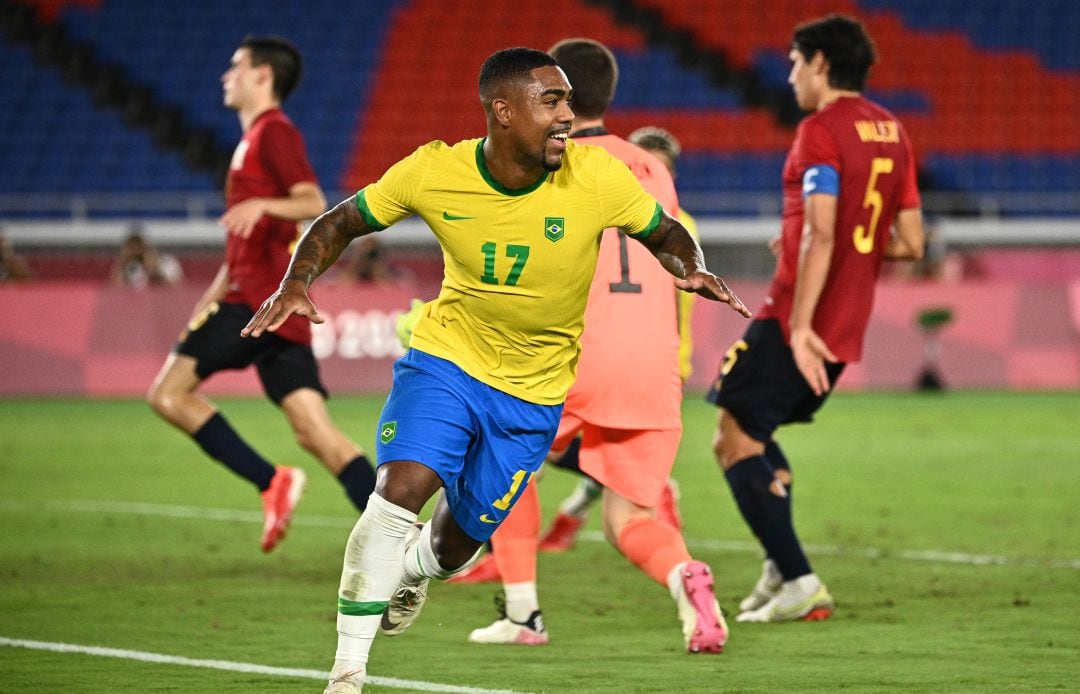 Malcom celebra el gol del partido