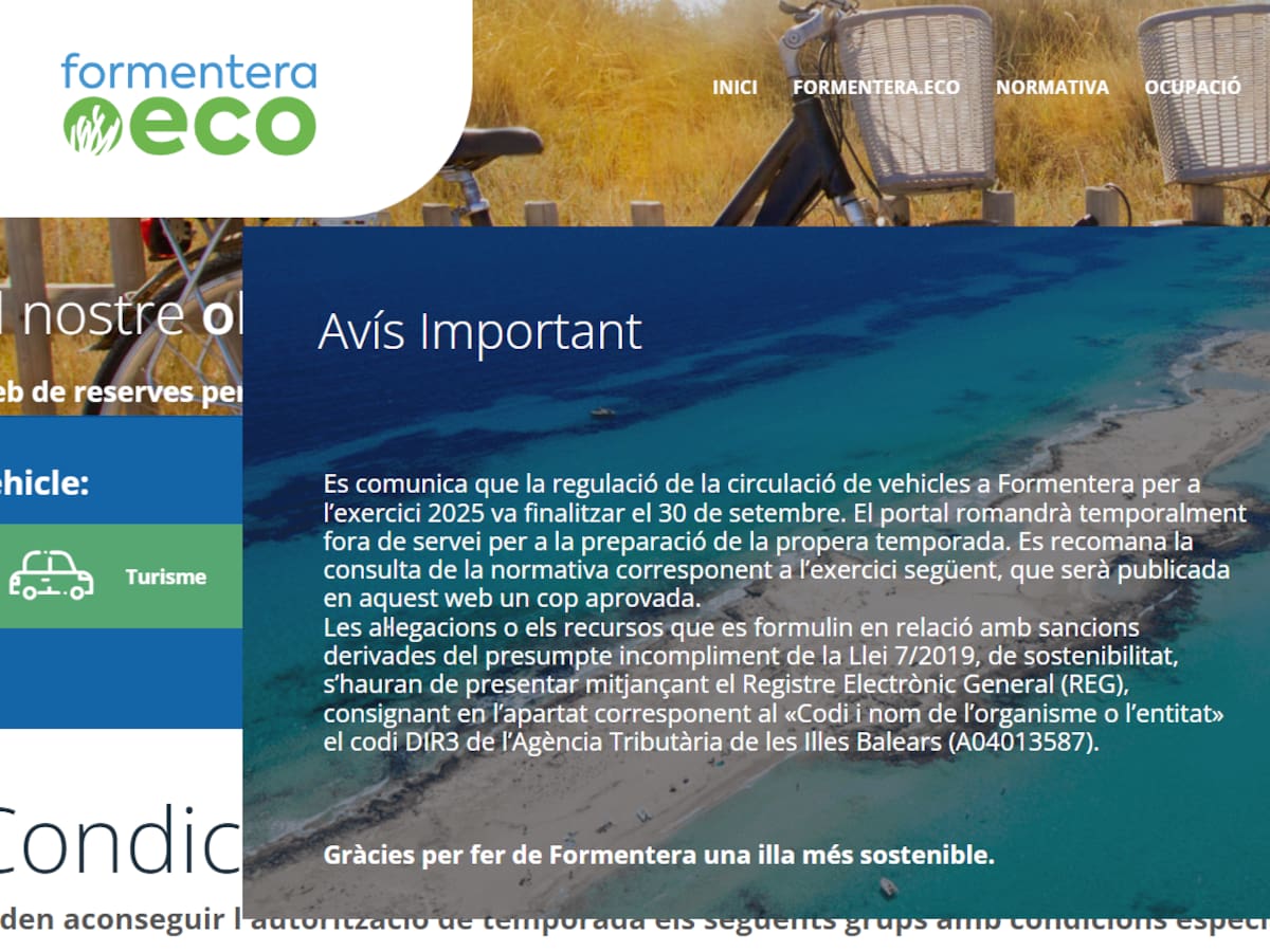 Gent per Formentera denuncia que la web de Formentera.eco sigue sin estar operativa