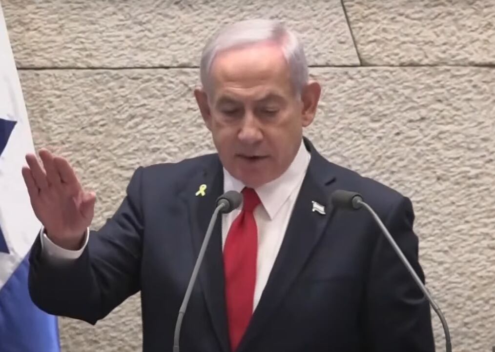 Un momento de la intervención de Benjamín Netanyahu en la Knesset este miércoles