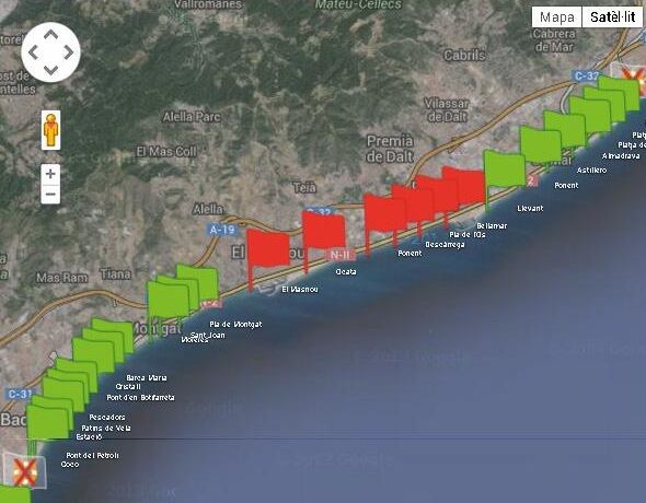 Mapa de les costes afectades per la presència de dues tintoreres