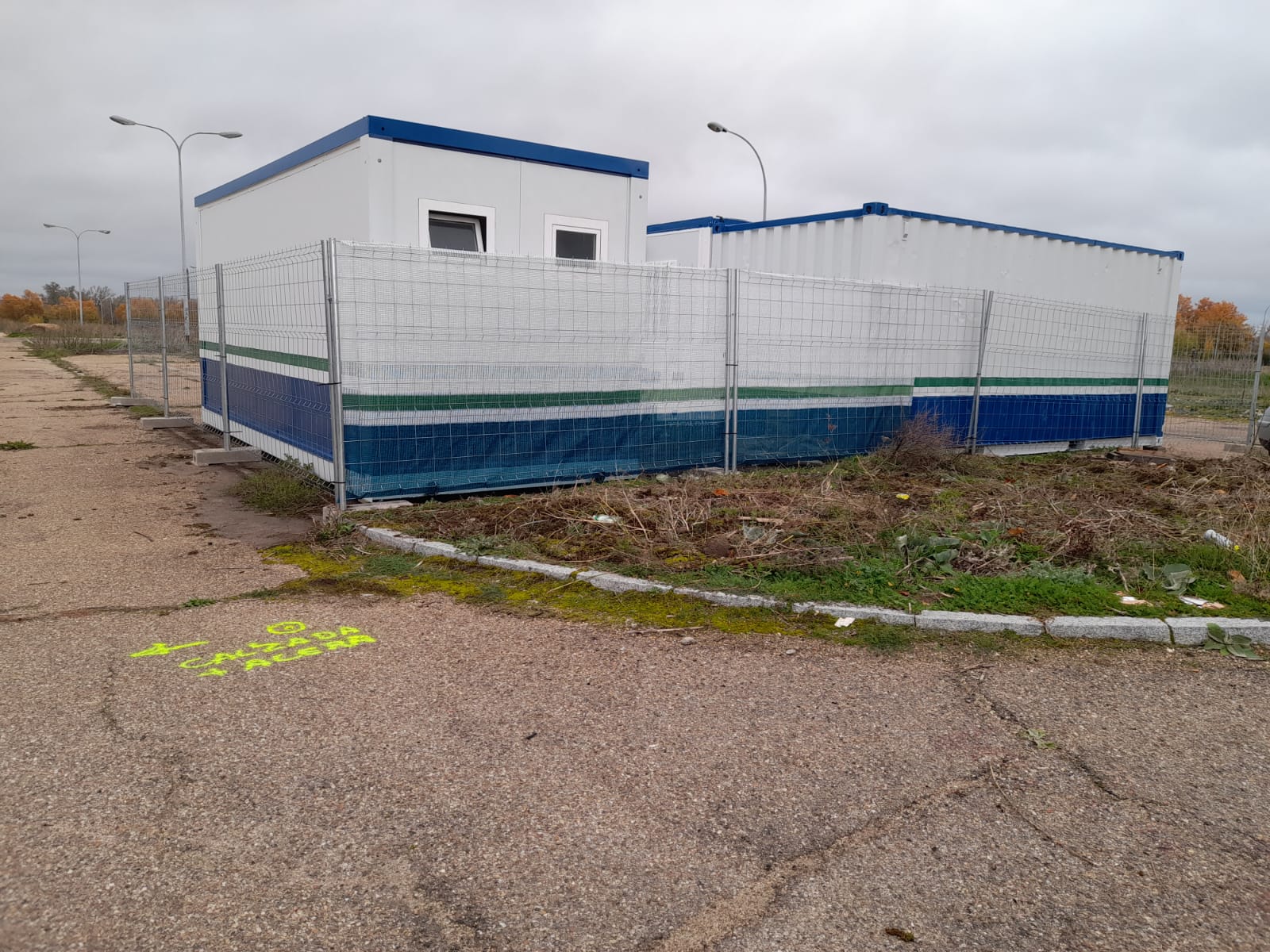 Caseta de obra en la parcela del nuevo hospital de Aranda