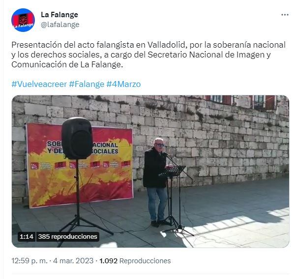 Concentración de Falange en la plaza de Portugalete, Valladolid