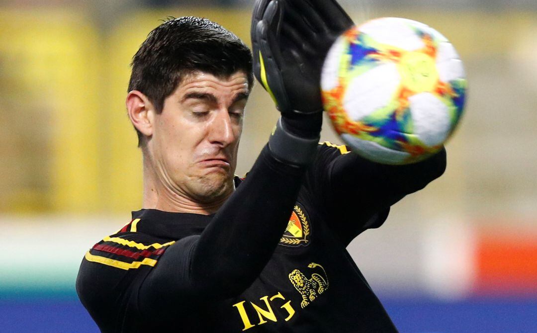 Thibout Courtois en el partido entre Bélgica y Rusia.