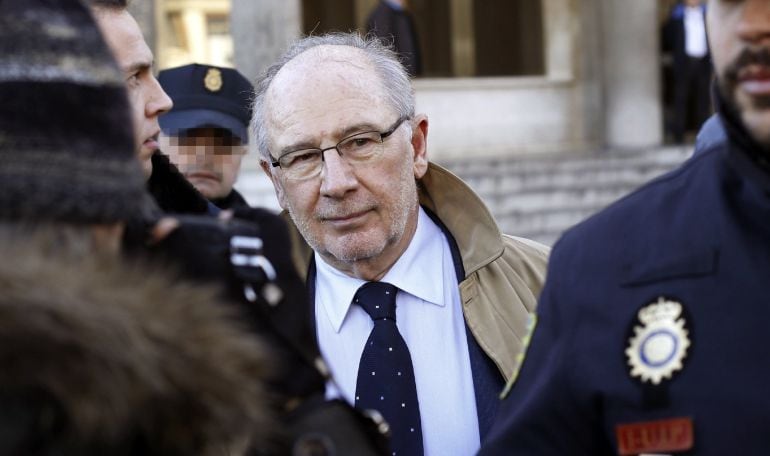 El expresidente de Bankia Rodrigo Rato, a su salida de los juzgados de la madrileña Plaza de Castilla 