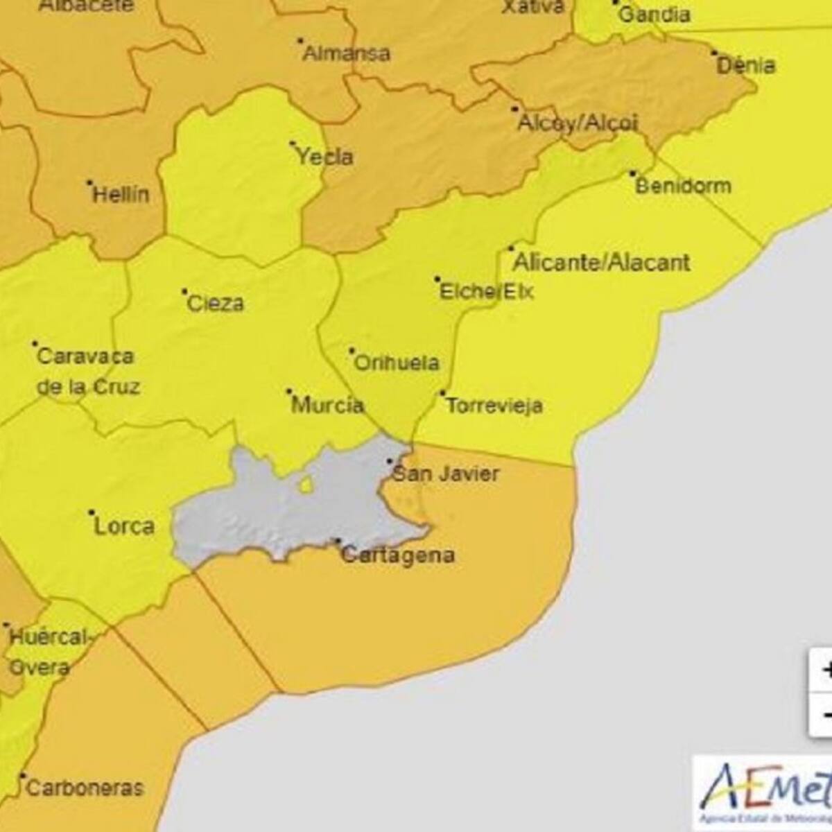 La AEMET emite aviso naranja por viento y oleaje esta tarde y noche en el litoral de Cartagena