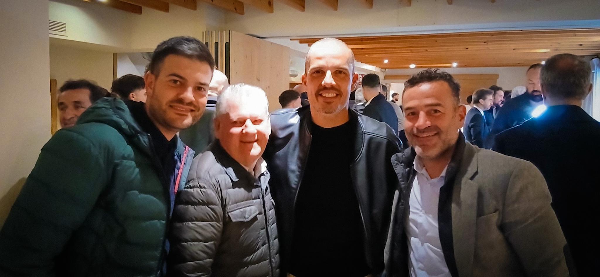 David Vilanova, Valentín Botella, Beto Company y Paco Peña, en la comida de Navidad organizada por el Hércules
