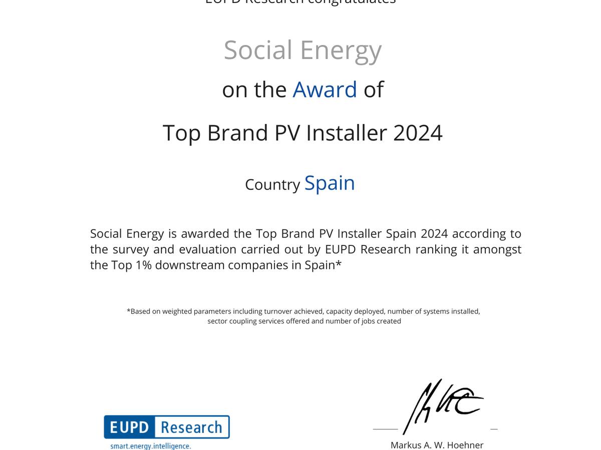 Social Energy® reconocida como la Mejor Compañía Instaladora del Año 2024
