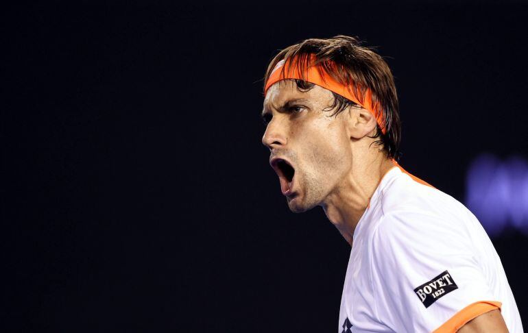 Ferrer celebra una buena jugada ante el británico Andy Murray