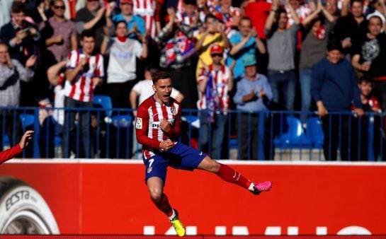 Griezmann celebra su gol al Rayo.