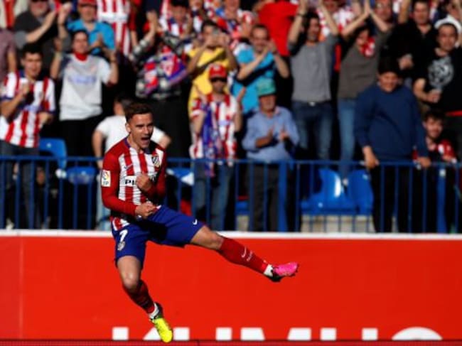 Griezmann celebra su gol al Rayo.