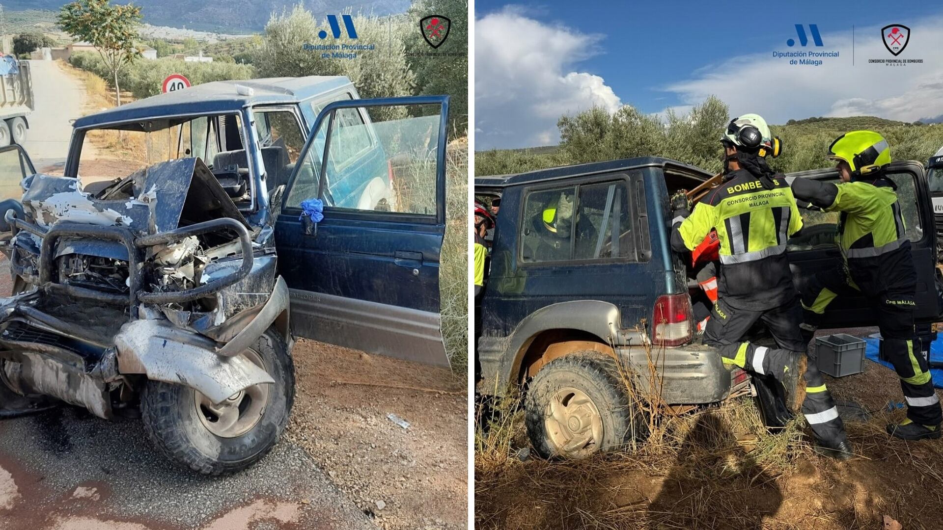 Estado del vehículo accidentado en Villanueva del Rosario