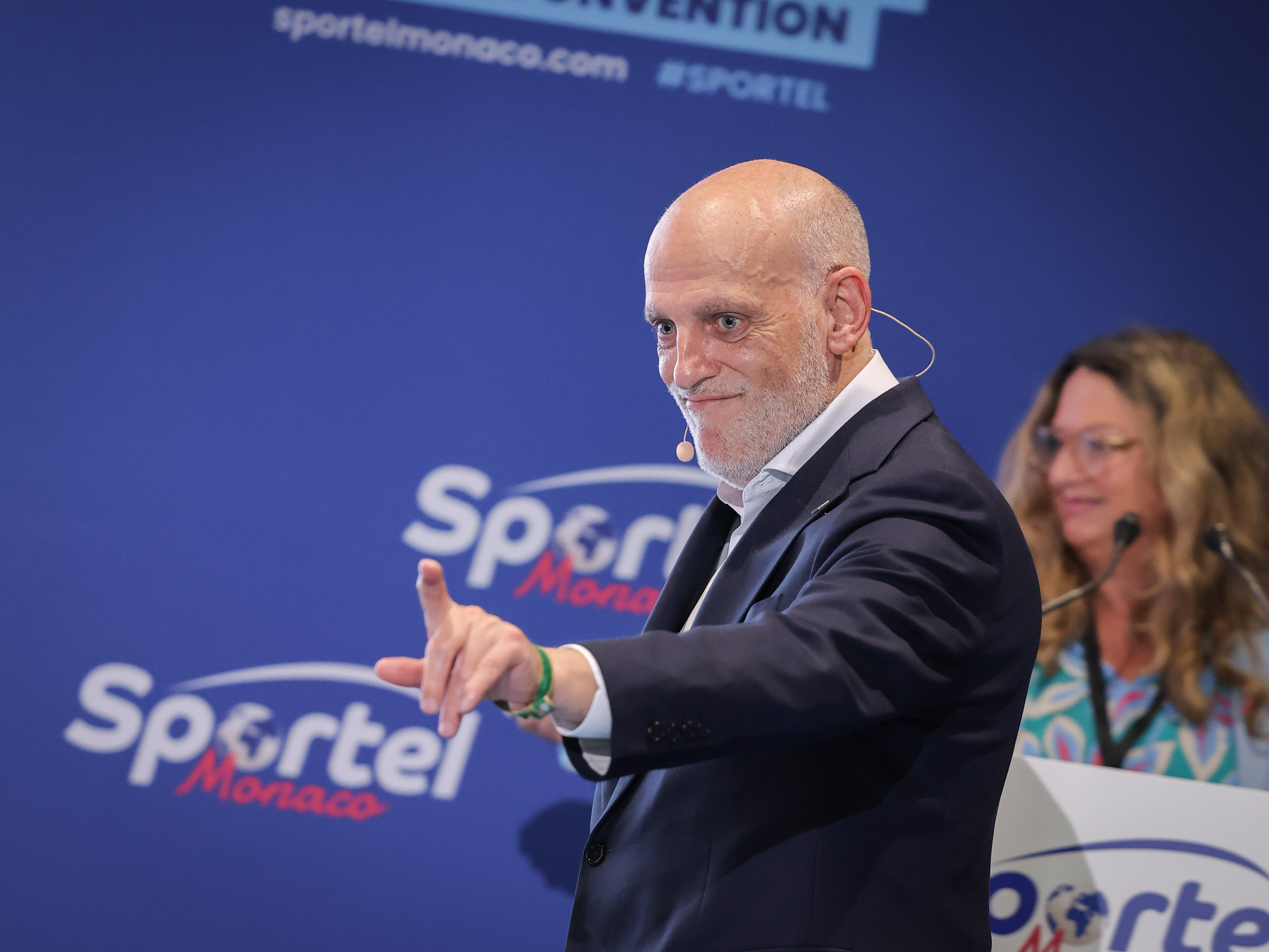 Javier Tebas, durante una conferencia en Mónaco