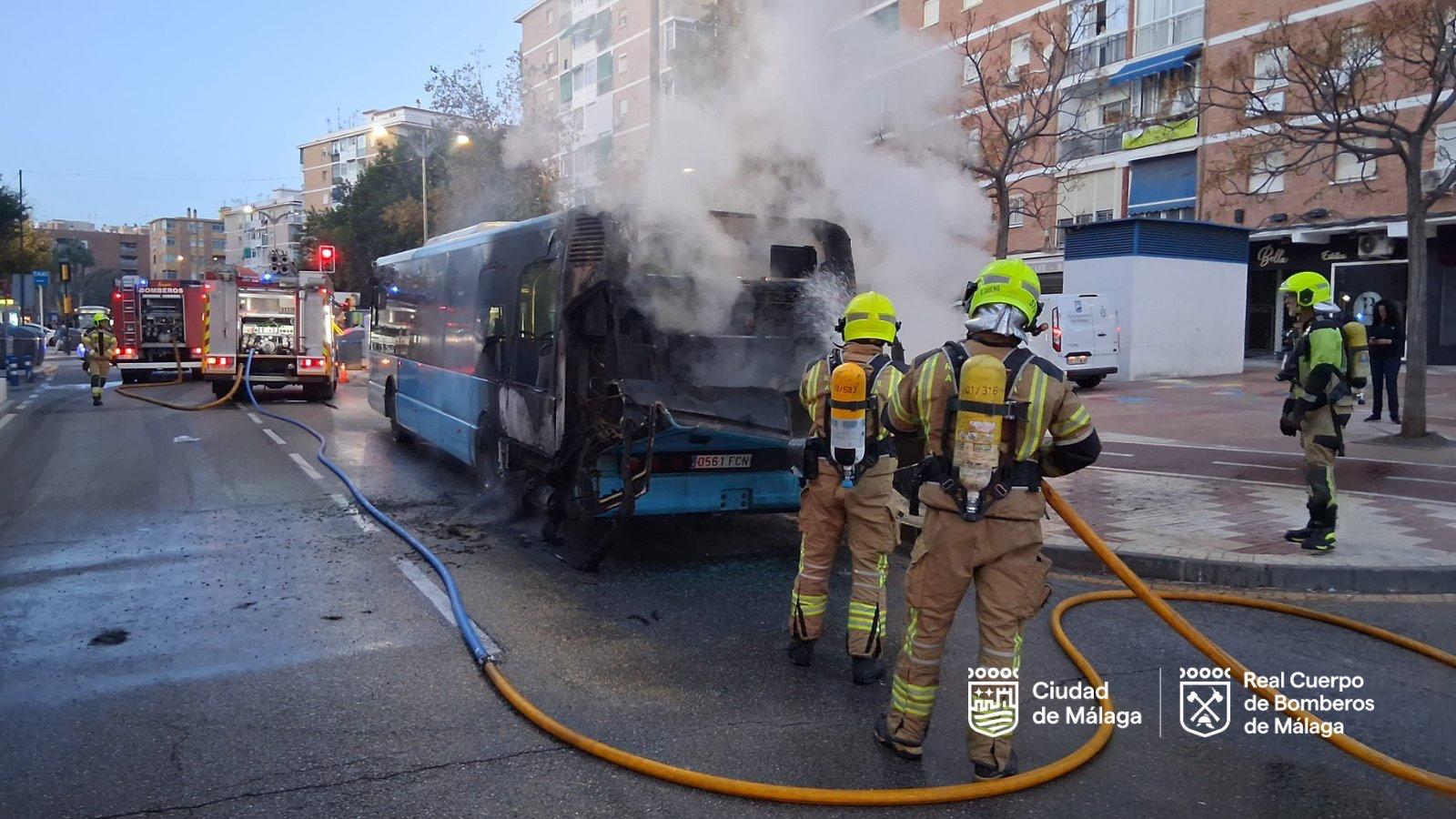 Incendio del autobús este lunes en Málaga