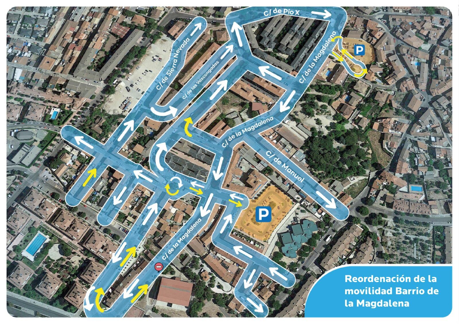 Mapa de la reordenación de la movilidad del Barrio de la Magdalena de Colmenar Viejo