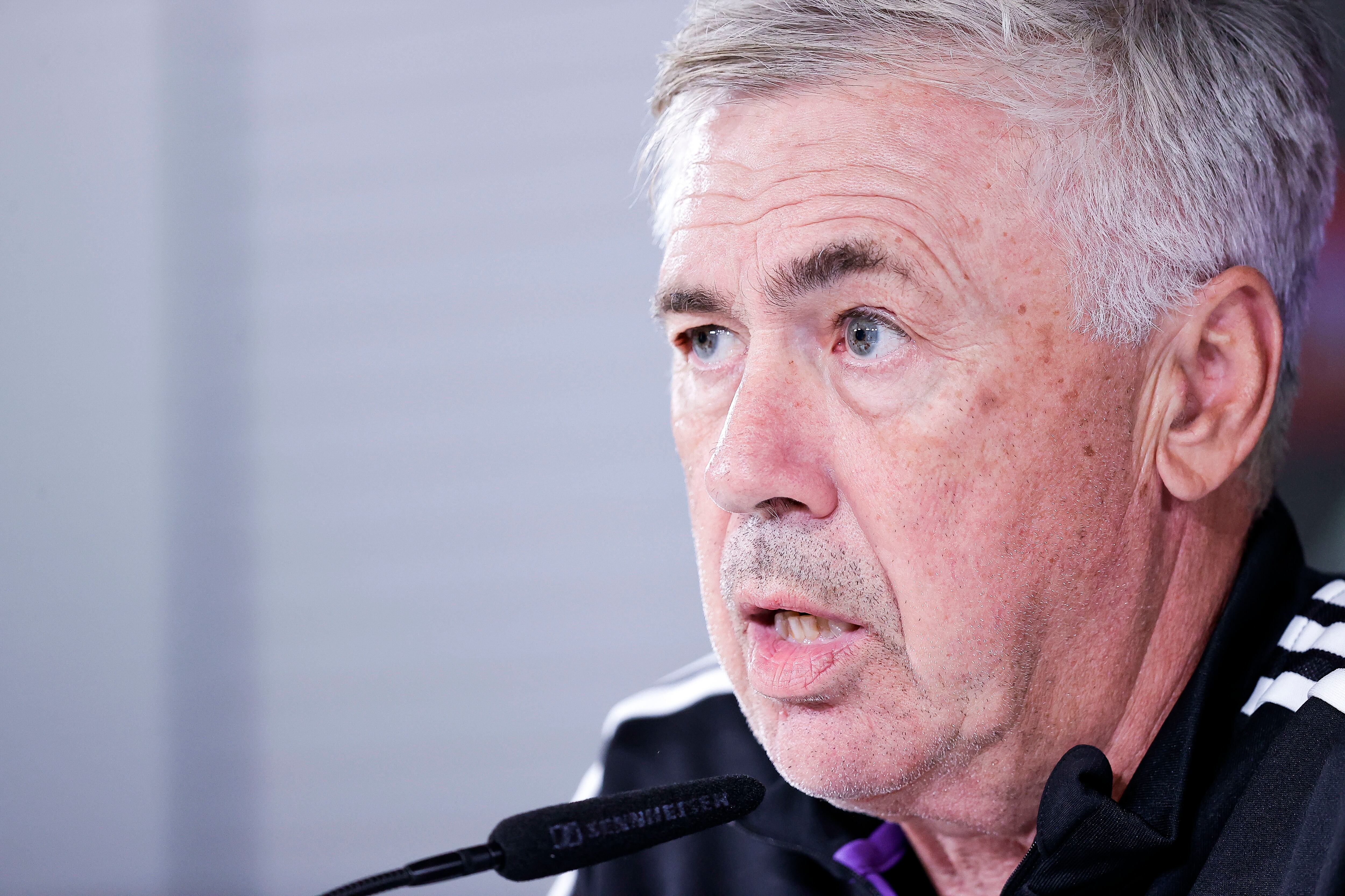 Carlo Ancelotti en la rueda de prensa previa al RCD Espanyol - Real Madrid.