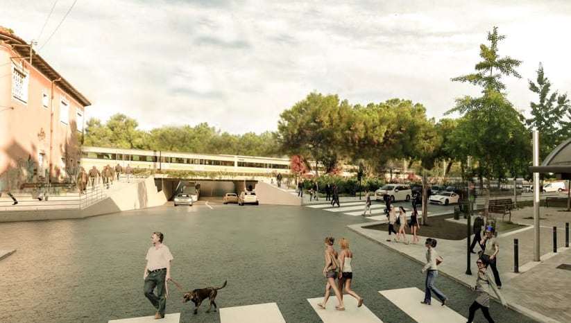 Imatge del futur pas sota les vies a la zona de Mollet Santa Rosa