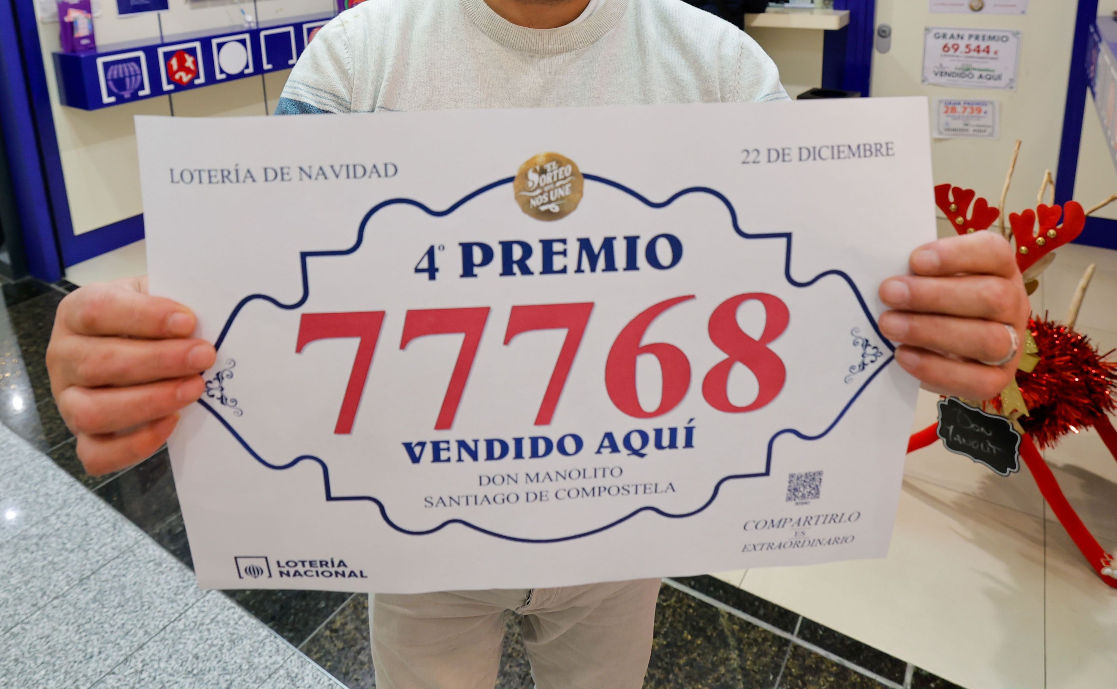 El 77.768 ha sido uno de los cuartos premios de El Gordo