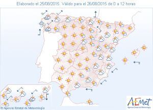 Previsión del miércoles, 26 de agosto.