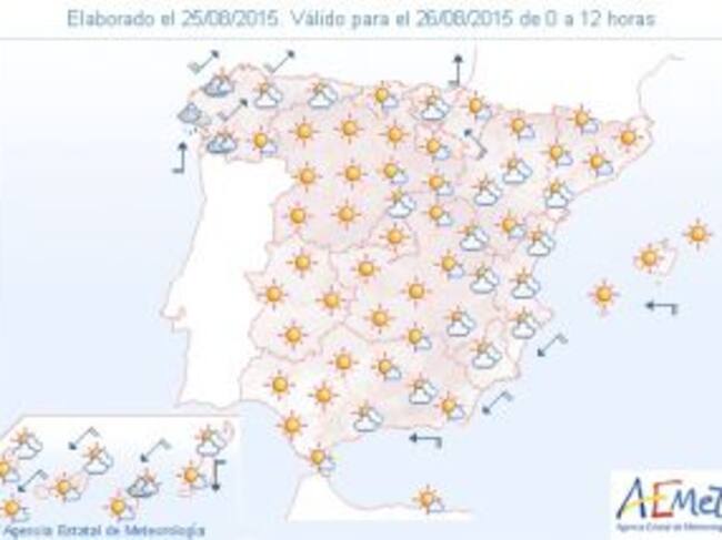 Previsión del miércoles, 26 de agosto.