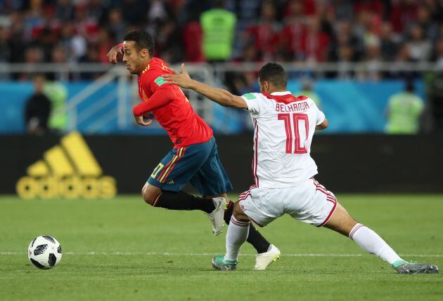 Thiago, en una acción del partido contra Marruecos