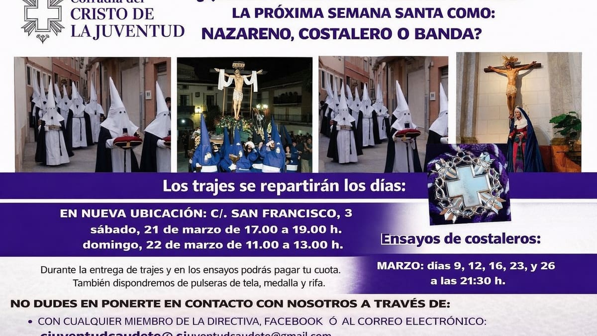 La Cofradía del Cristo de la Juventud de Caudete invita a participar en Semana Santa