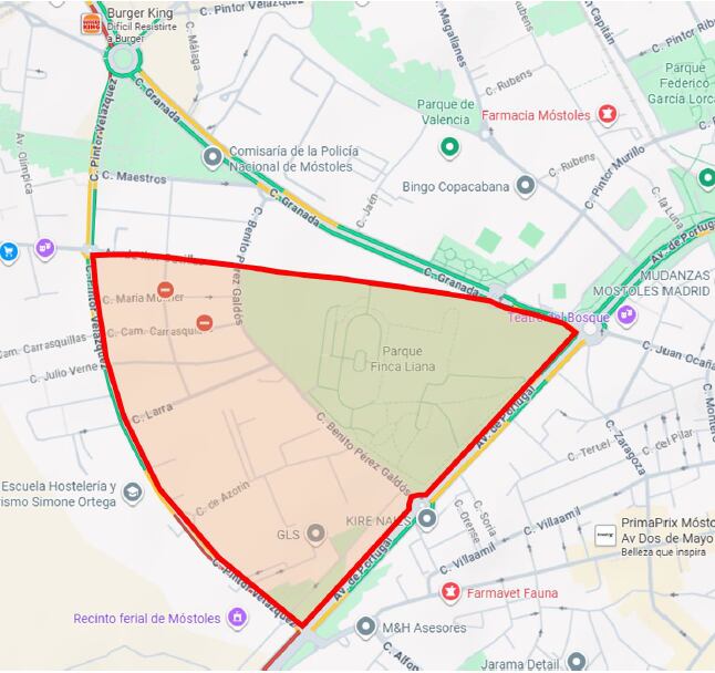 Mapa de zona restringuida Azorín-San Fernando