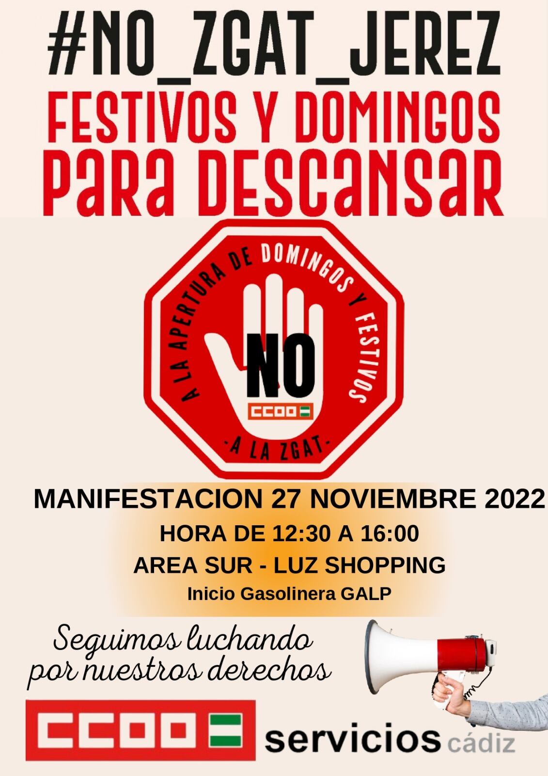 Cartel de CCOO para convocar la protesta contra la ZGAT / CCOO