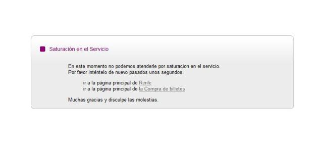 Mensaje de saturación de servicio.