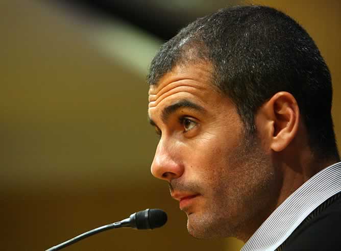 Guardiola, durante la rueda de prensa