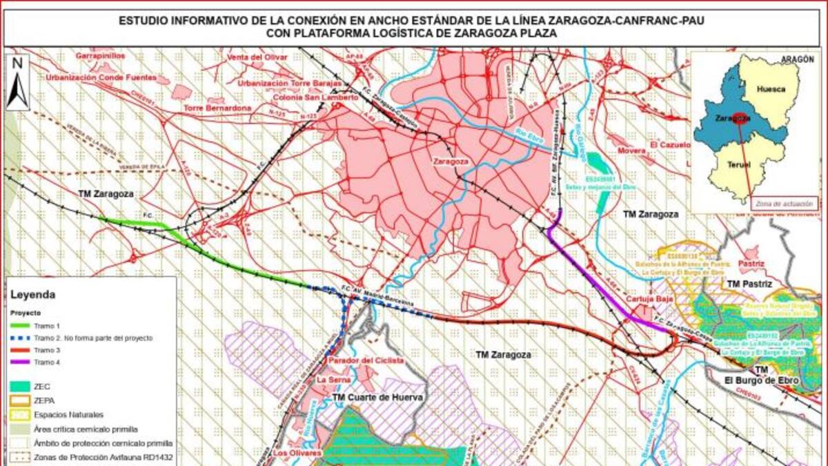 Licitada la redacción del proyecto que unirá Plaza con la línea Zaragoza-Pau