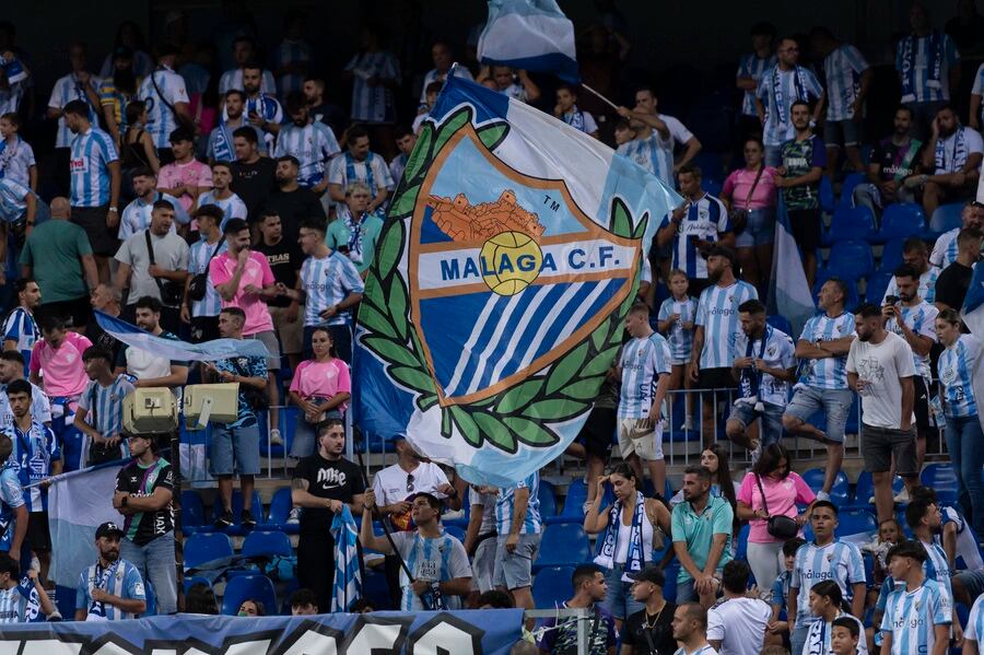 Grada de animación del Málaga CF en el Estadio de La Rosaleda