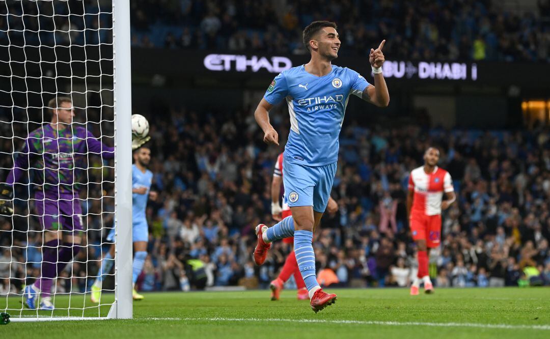 Ferrán Torres, en uno de los partidos del Manchester City. 