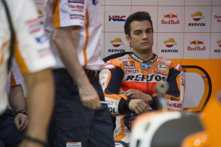Pedrosa, en el 'box' de Honda