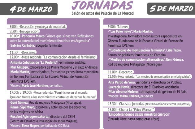 Programa de las jornadas &#039;En femenino plural&#039;.