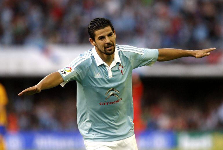 Nolito, celebra el gol marcado ante el FC Barcelona, el primero del equipo, durante el partido de la quinta jornada de liga en Primera División.