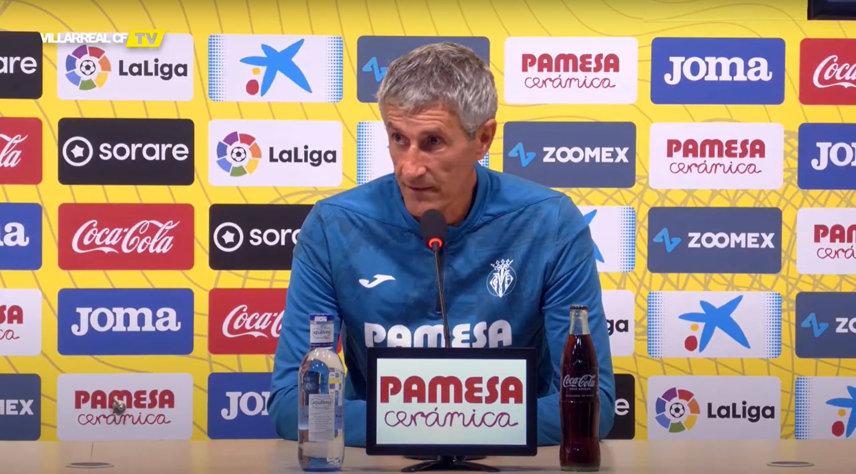 Quique Setién en rueda de prensa. Fuente: captura del Villarreal CF en YouTube.