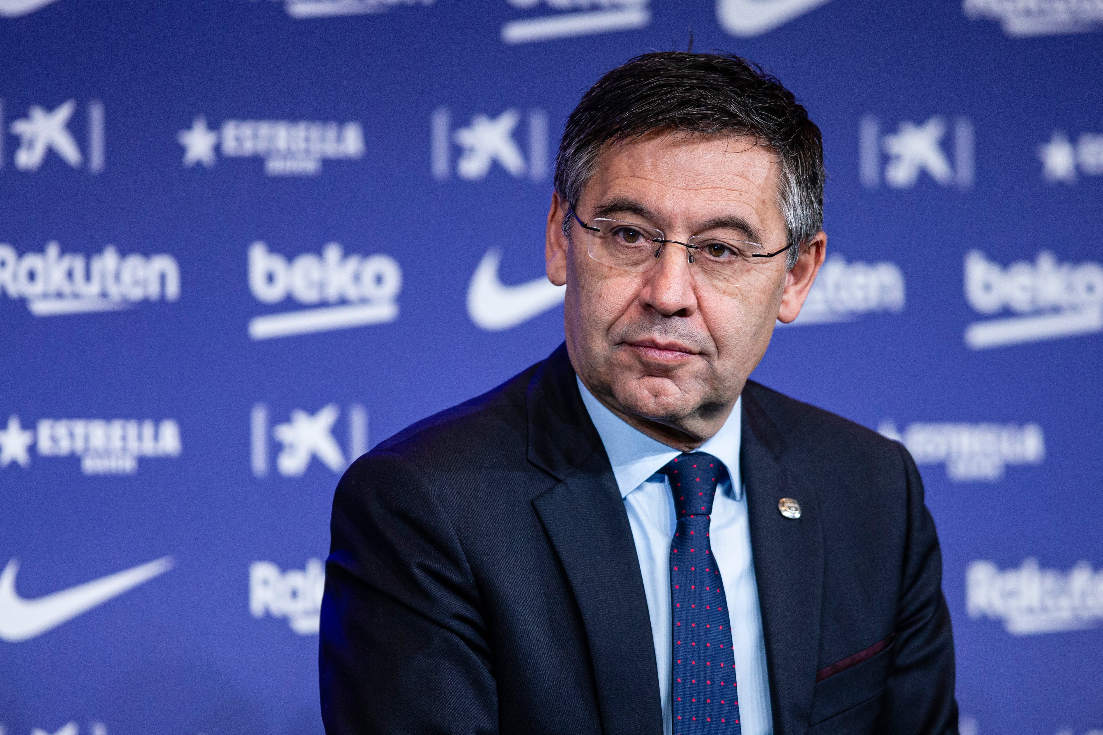 Josep Maria Bartomeu president of FC Barcelona during the presentation of Quique Setien as a new coach of FC Barcelona with contract till 30th of June of 2022 at Camp Nou Stadium on January 14, 2020 in Barcelona, Spain.  (Photo by Xavier Bonilla/NurPhoto via Getty Images)