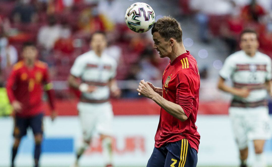 Diego Llorente, durante el amistoso entre España y Portugal del pasado viernes