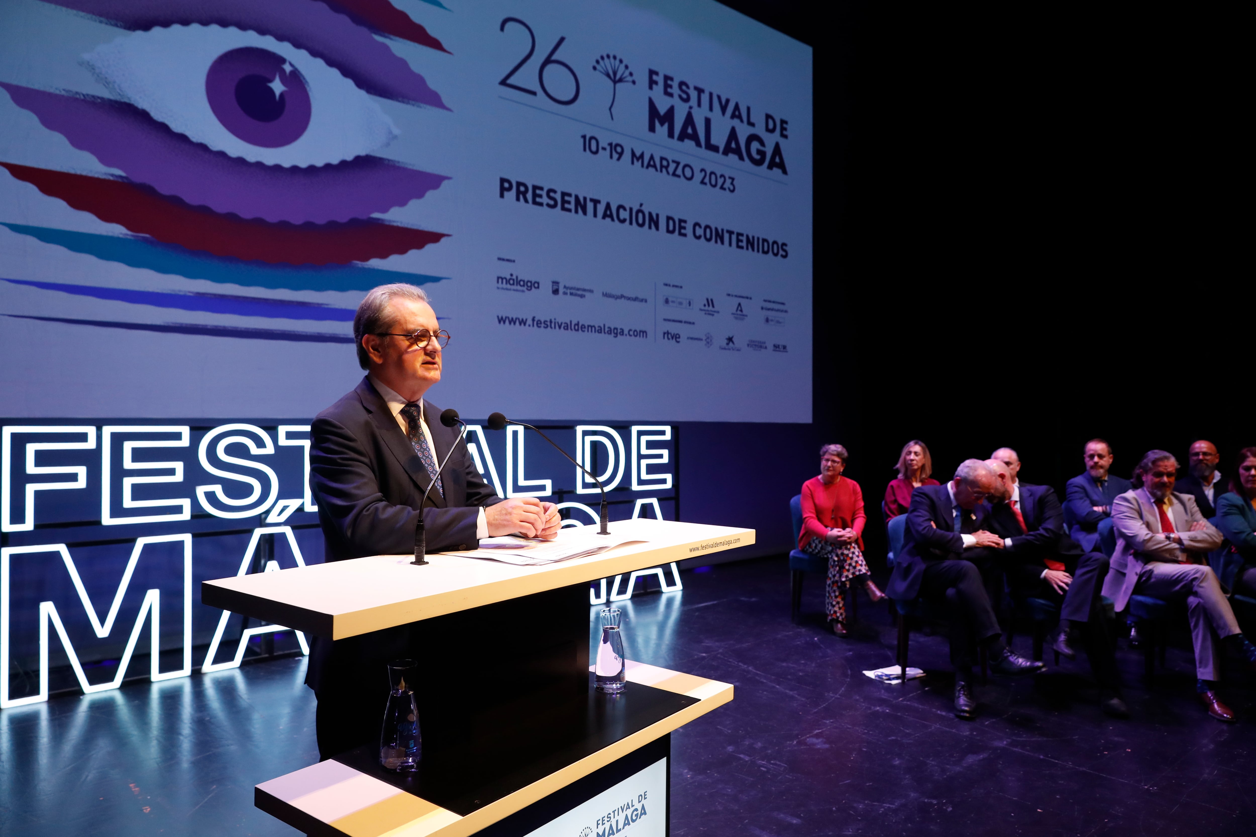 MÁLAGA, 22/02/2023.-El director del Festival de Cine en Español de Málaga, Juan Antonio Vigar, durante la presentación este miércoles de la programación y los contenidos de la vigésimo sexta edición de este certamen, que se celebrará del 10 al 19 de marzo en la capital malagueña. EFE/Jorge Zapata
