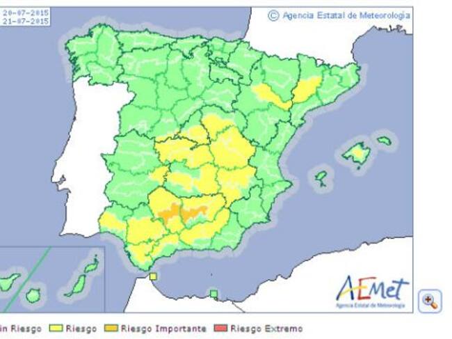 El mapa de alertas de lunes 20 de junio.