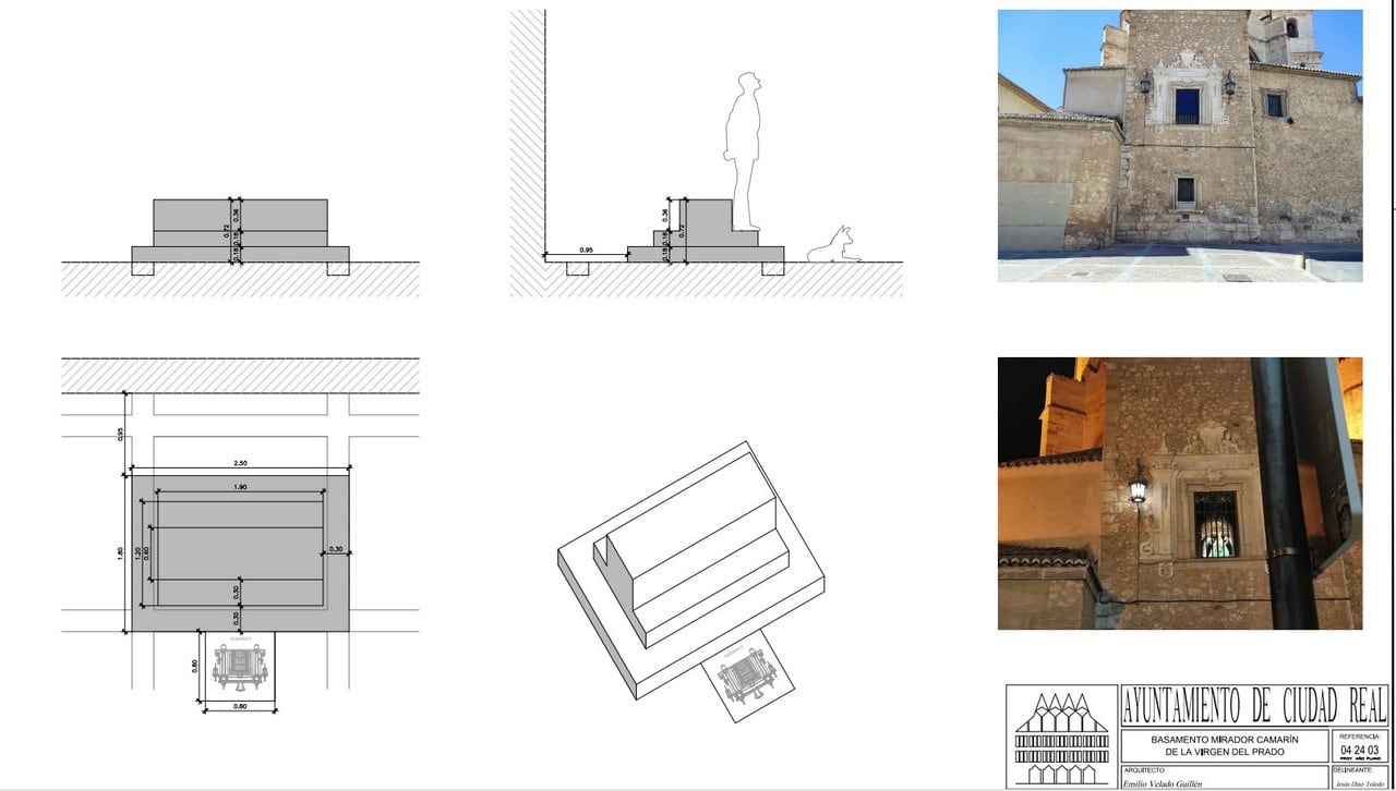 Plano de la estructura de granito que se instalará en la Calle Prado para admirar a la Virgen del Prado