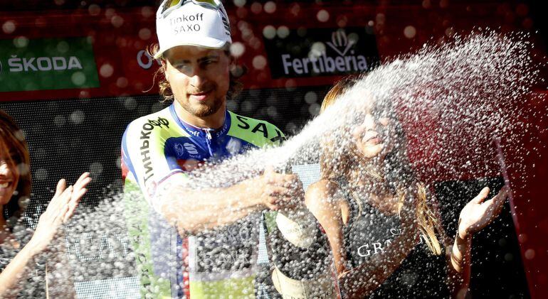 Peter Sagan celebra su victoria en Málaga