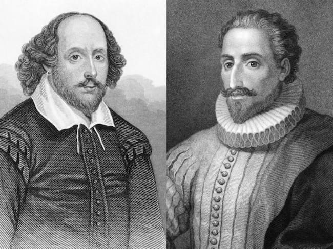 William Shakespeare (izquierda) y Miguel de Cervantes (derecha)