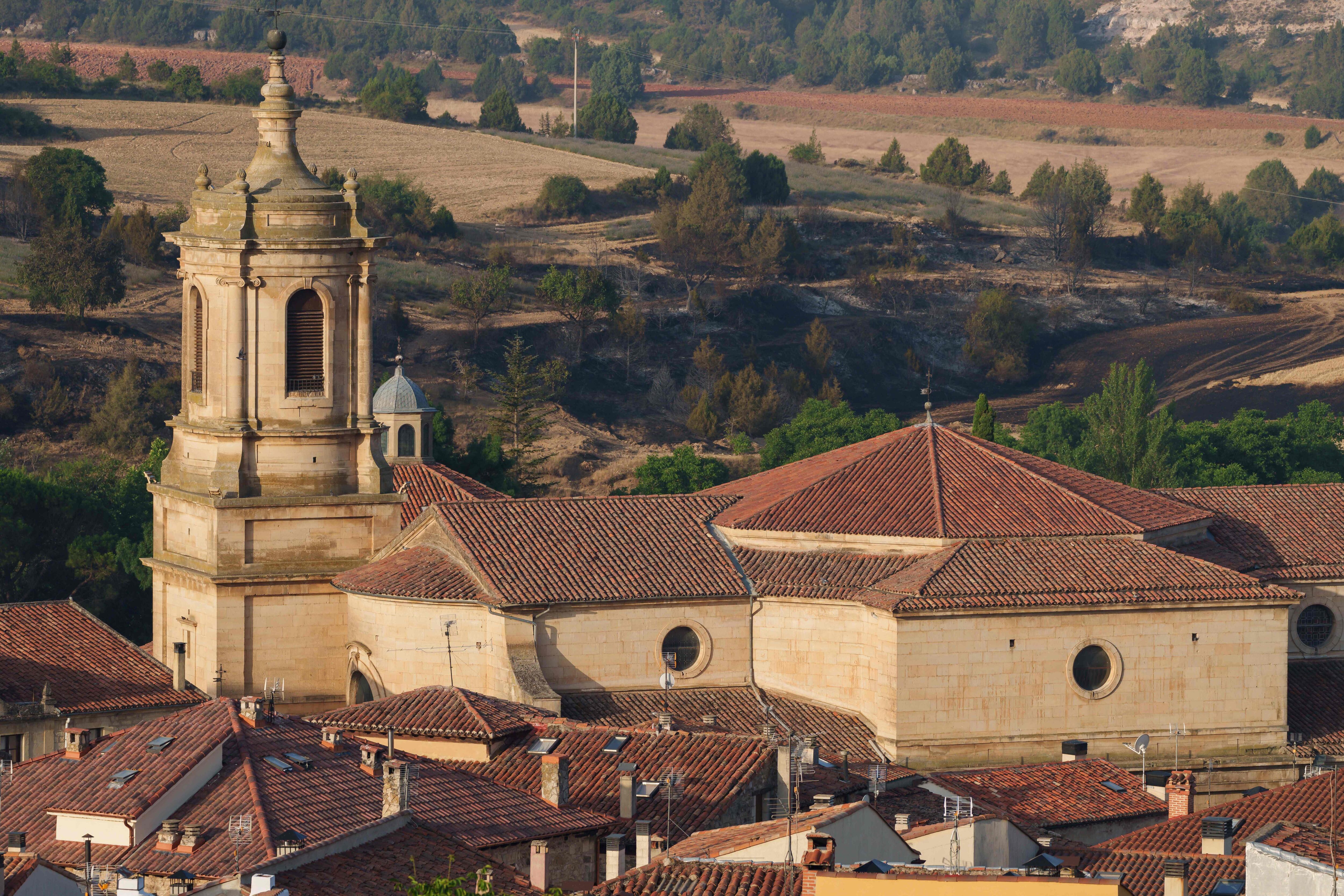 Un grupo de monjes han regresado este lunes al Monasterio de Silos, del que fueron evacuados por la cercanía de un incendio.