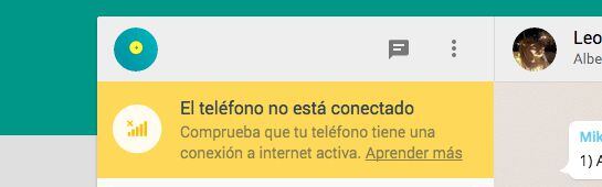 Aviso de ‘WhatsApp Web’ cuando no hay conexión con el teléfono