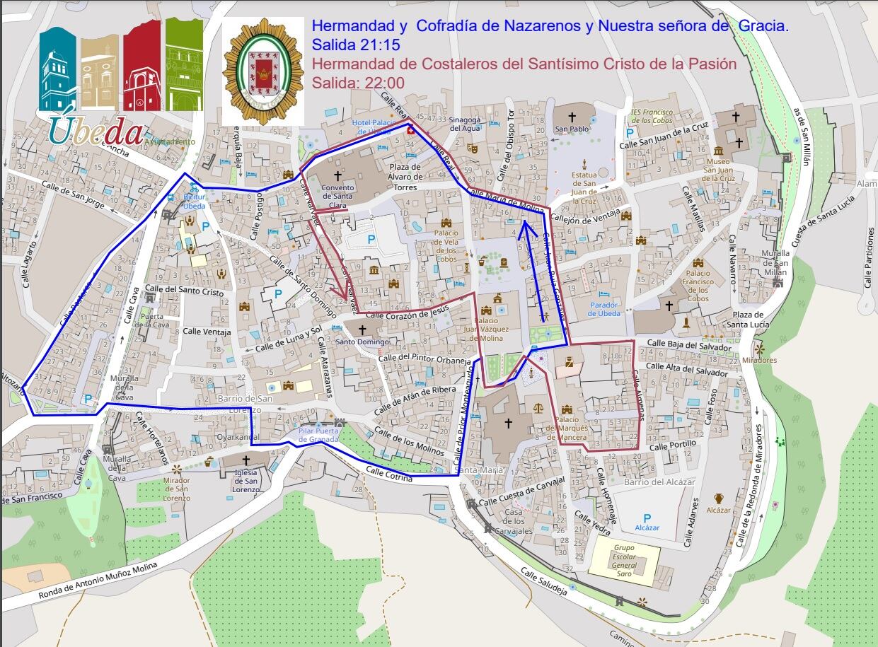 Itinerarios y restricciones de tráfico este Lunes Santo en Úbeda - ALCISER