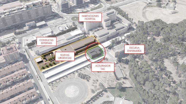 Espacio en el recinto hospitalario donde se ubicará el Acelerador