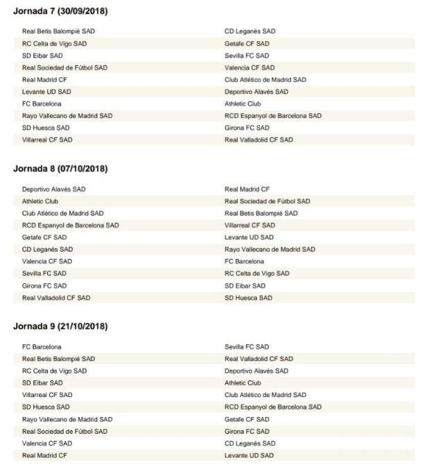 Calendario completo de LaLiga