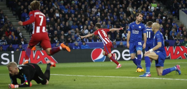 Saúl marca al Leicester para acercar al Atlético a las semifinales de la Champions.