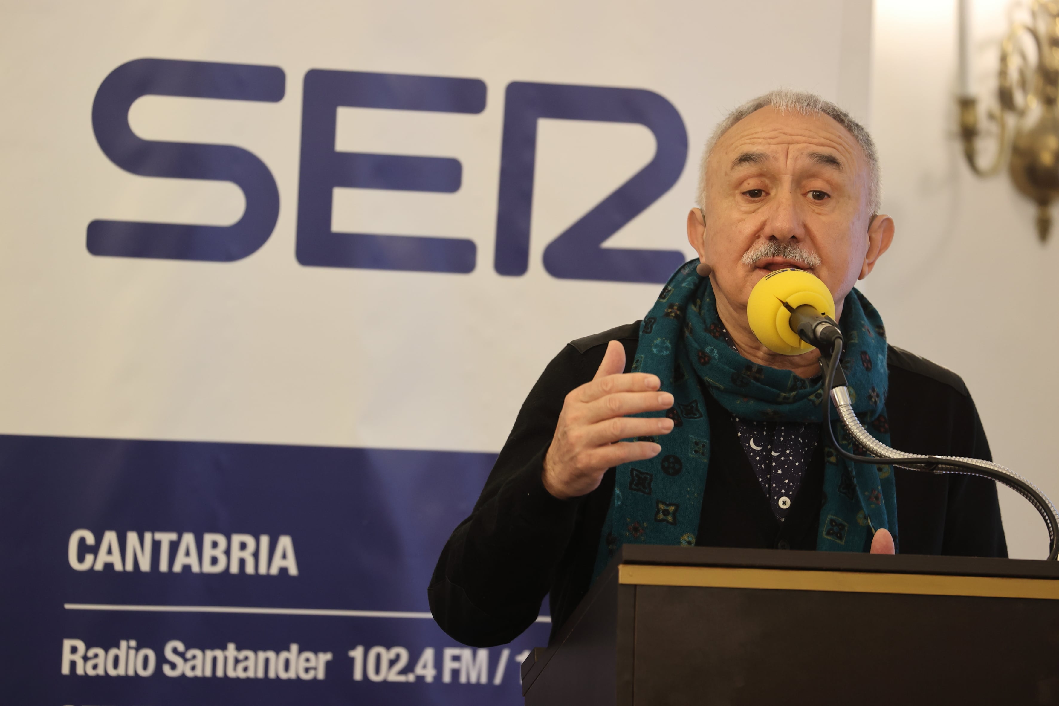 Pepe Álvarez, durante su intervención en el foro que organiza la Cadena SER en Cantabria.